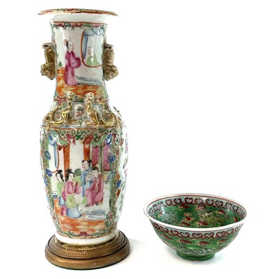 Lot 299 - A Chinese Canton porcelain vase, 19th century,...