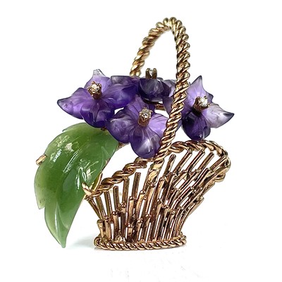 Lot 74 - A 14ct rose gold amethyst, diamond and...