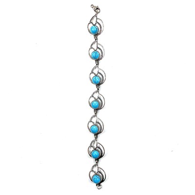 Lot 224 - A 925 silver Art Nouveau style turquoise set...