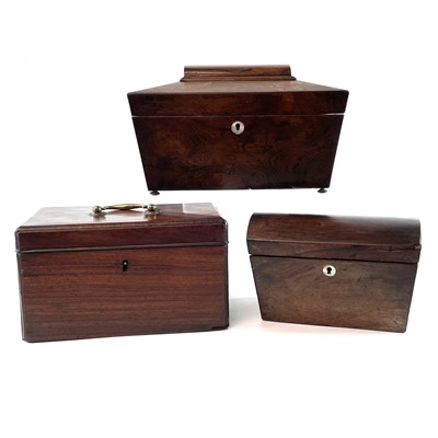 Lot 49 - A George III mahogany triple tea caddy, with...