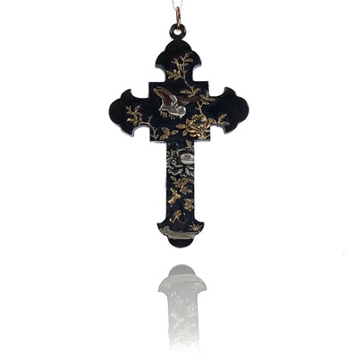 Lot 220 - A rare Japanese Meiji period Shakudo cross...