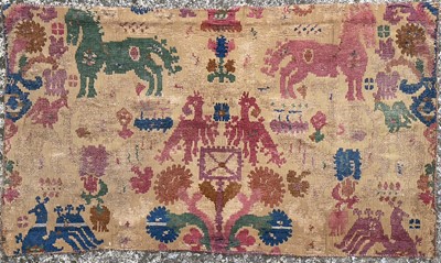 Lot 1225 - A wool on cotton tapestry fragment, 19th...
