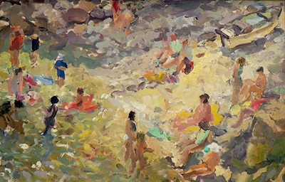 Lot 29 - John HARVEY (1935) Bathers Oil on board Signed...