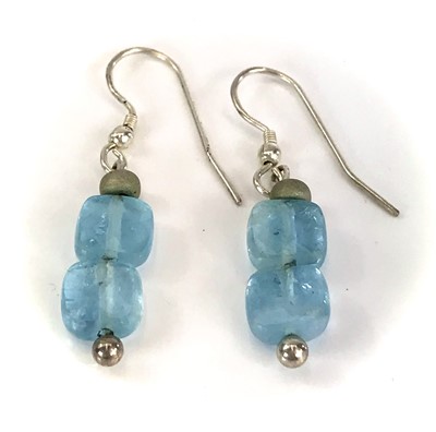 Lot 164 - A pair of contemporary facet cut aquamarine...