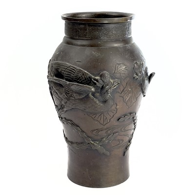 Lot 75 - A Japanese bronze vase, Meiji Period...