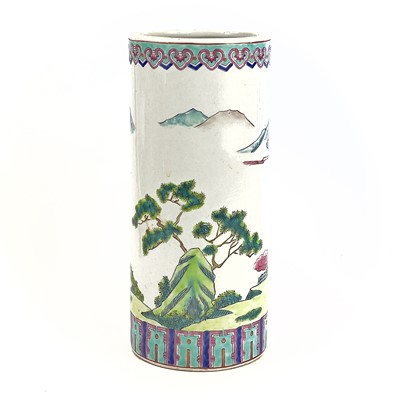 Lot 80 - A Chinese famille rose porcelain brush pot,...