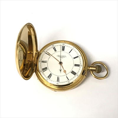Lot 2695 - An 18ct gold full hunter cased, keyless pocket...