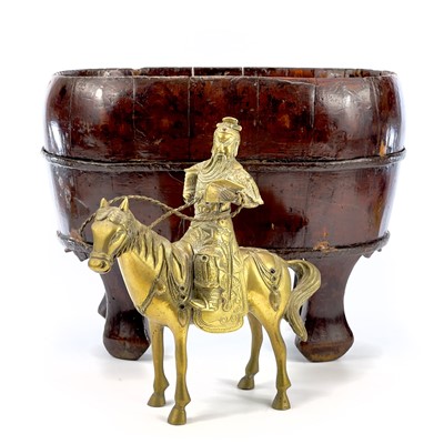 Lot 154 - A Chinese metal bound wooden jardiniere,...