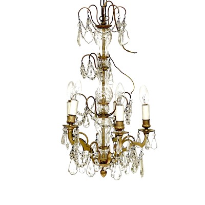 Lot 77 - A cut glass and gilt brass electrolier, circa...
