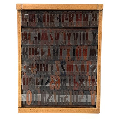 Lot 169 - A wood type letterpress printing blocks and...