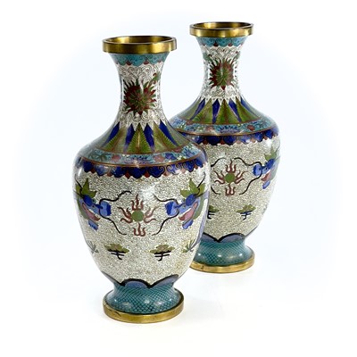 Lot 207 - A pair of Chinese cloisonne vases, early 20th...