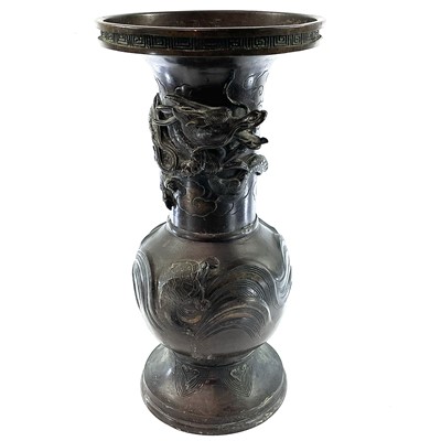 Lot 166 - A large Japanese bronze vase, Meiji Period,...