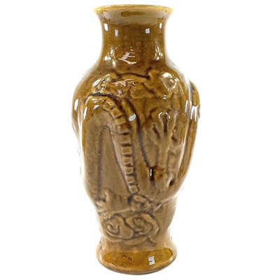 Lot 126 - A Chinese crackle-glazed aubergine vase, 19th...
