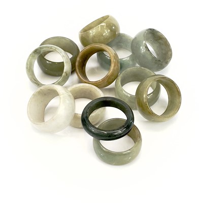 Lot 159 - Twelve Chinese miscellanous jade rings, approx...