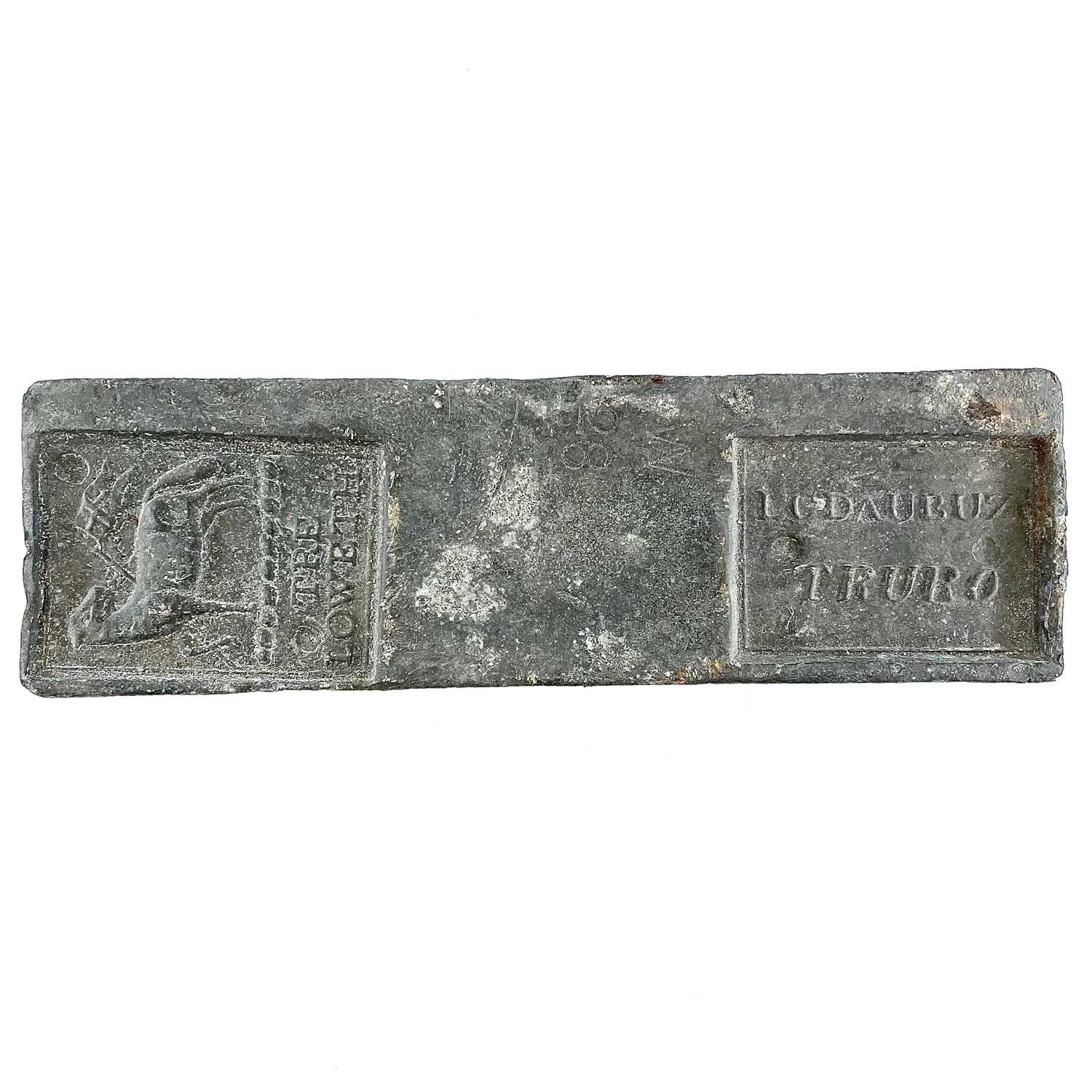 Lot 397 - A late 19th century Treloweth 28lb tin ingot...