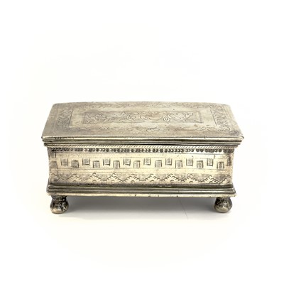 Lot 1008 - An Indian white-metal box, late 19th/early...