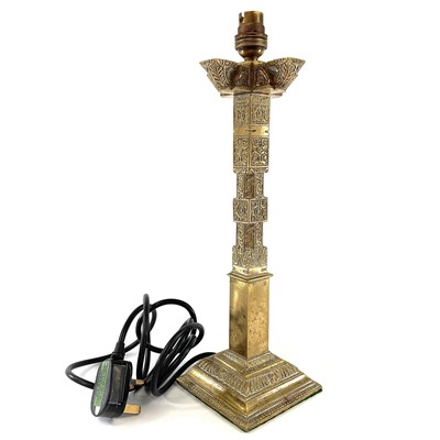 Lot 163 - A brass square and octagonal sectional column...