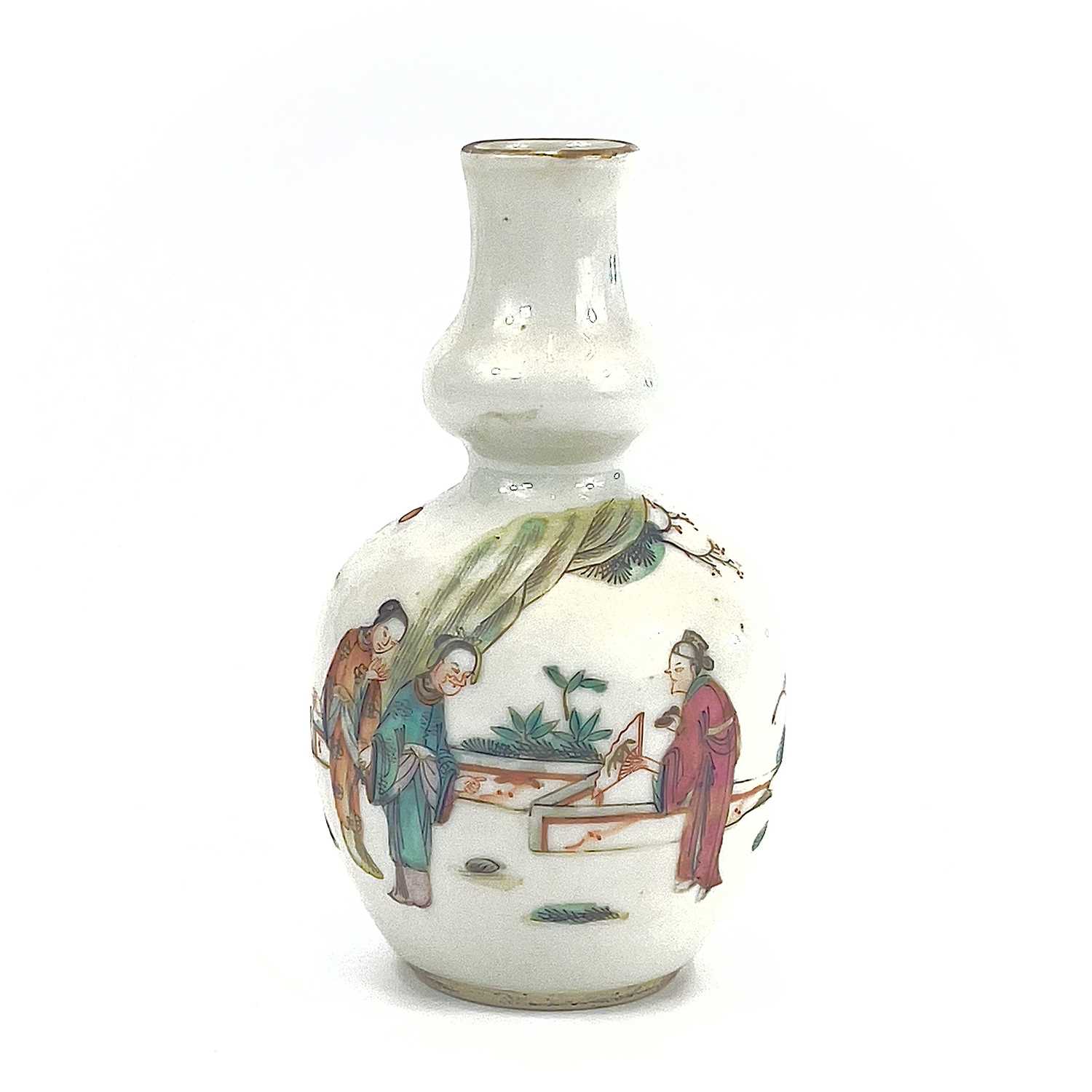 Lot 5 - A Chinese famille rose porcelain double gourd...