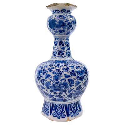 Lot 16 - A Delft blue and white pottery vase, 17th century.