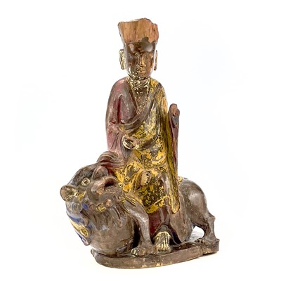 Lot 11 - A Chinese carved and painted figure, 19th...