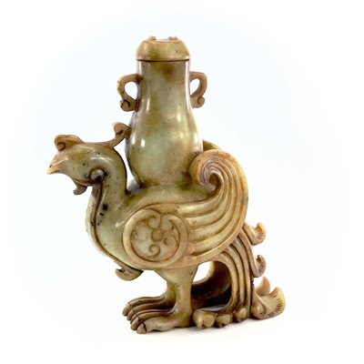 Lot 161 - A Chinese jade carved model of a phoenix, 20th...