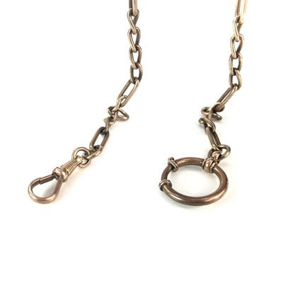 Lot 232 - A 9ct rose gold (tested) curb link Albert...