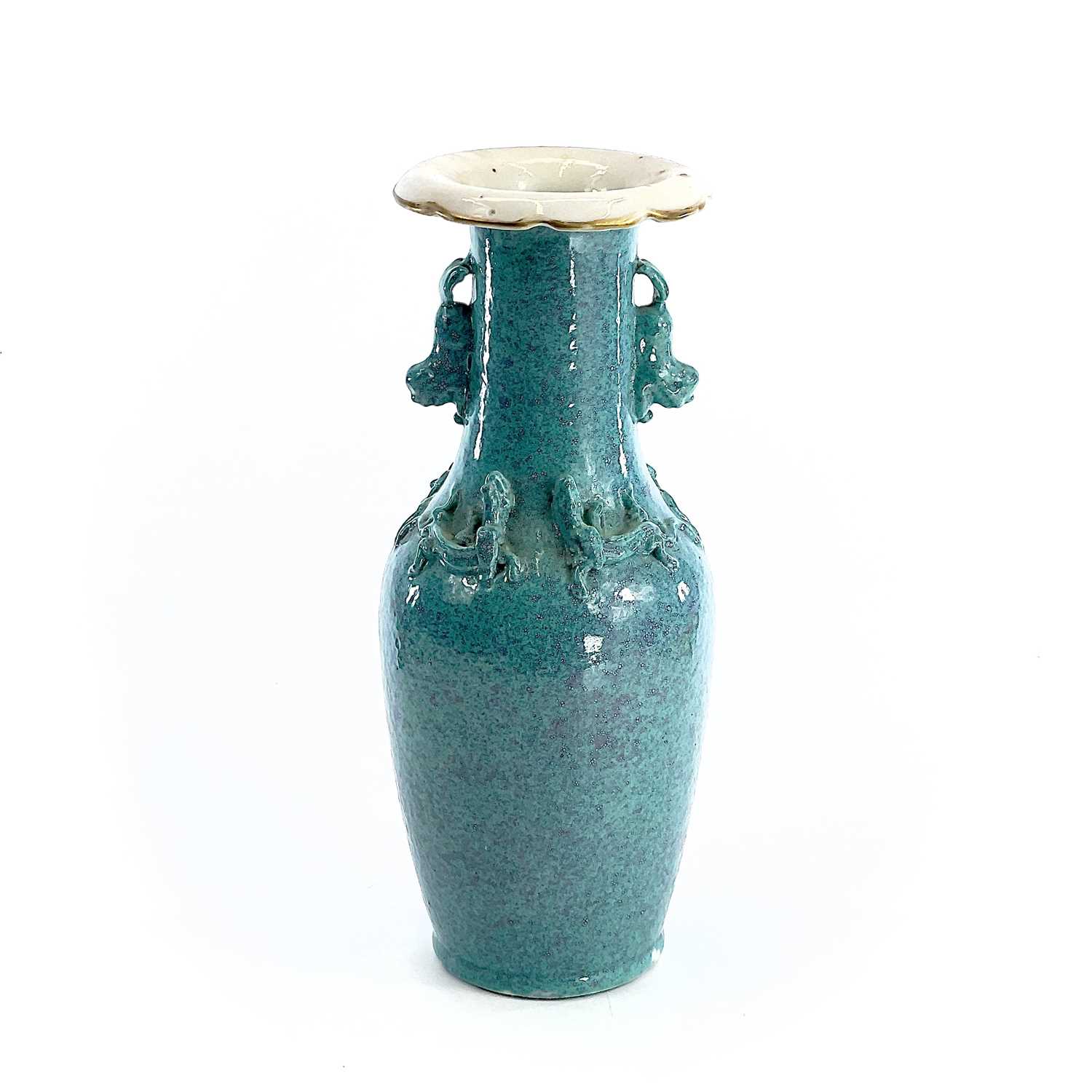 Lot 17 - A Chinese robins egg glaze porcelain vase,...