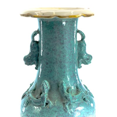Lot 17 - A Chinese robins egg glaze porcelain vase,...