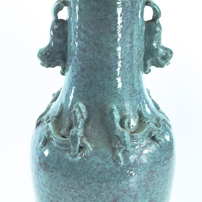 Lot 17 - A Chinese robins egg glaze porcelain vase,...