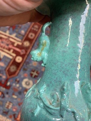 Lot 17 - A Chinese robins egg glaze porcelain vase,...