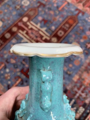Lot 17 - A Chinese robins egg glaze porcelain vase,...