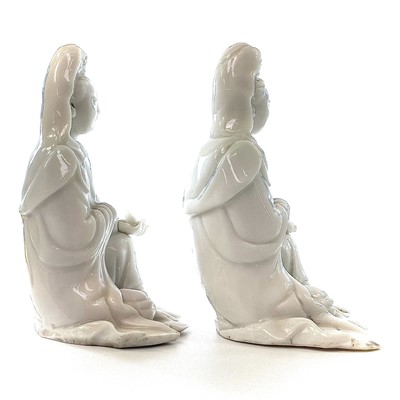 Lot 39 - Two Chinese blanc de chine figures of Guanyin,...