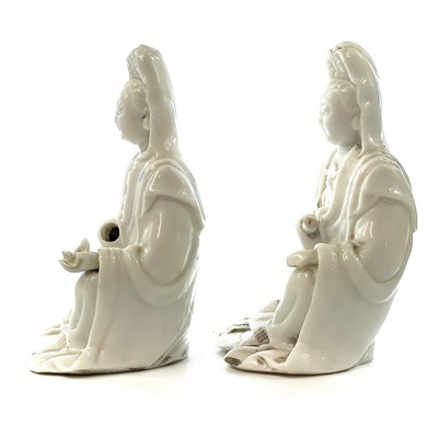 Lot 39 - Two Chinese blanc de chine figures of Guanyin,...