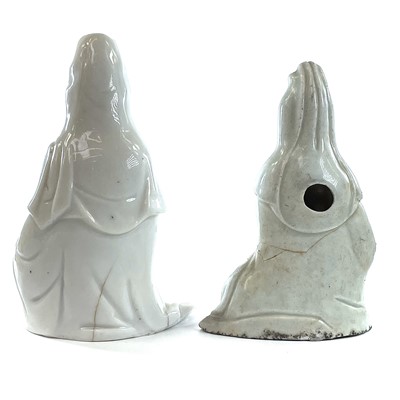 Lot 40 - Two Chinese blanc de chine figures of Guanyin,...
