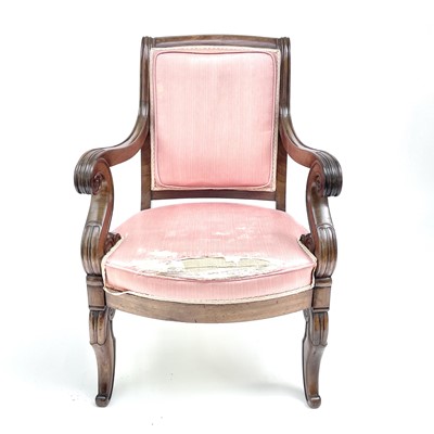 Lot 1806 - A Biedermeier mahogany open armchair, with...