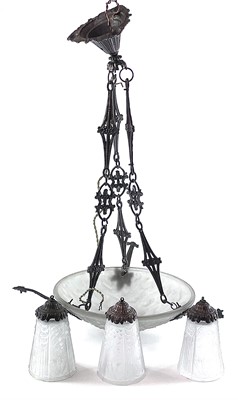 Lot 83 - A Muller Fres Luneville bronzed metal and...