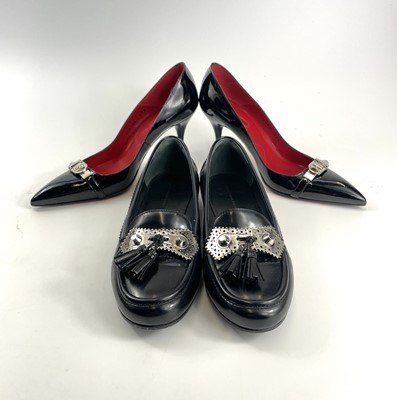 Lot 310 - A pair of Balenciaga Moco Pelle black brushed...