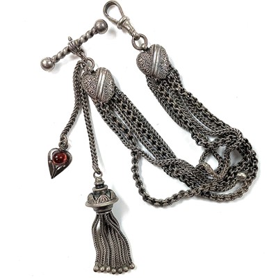 Lot 138 - A silver five chain fancy Albertina, length...
