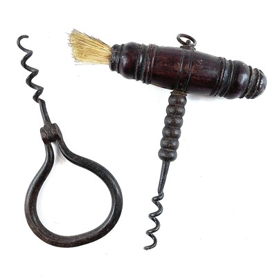 Lot 119 - A 19th century corkscrew with walnut turned...