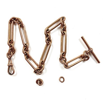 Lot 203 - A 9ct rose gold belcher and rectangular link...