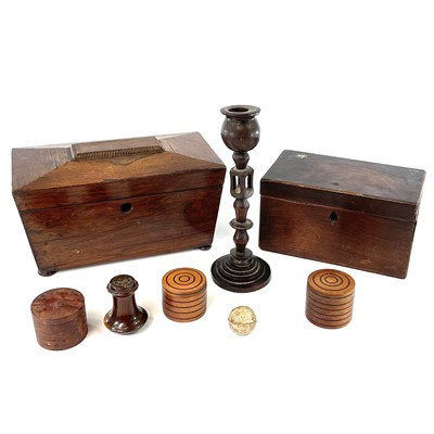Lot 200 - A 19th century rosewood sarcophagus tea caddy...