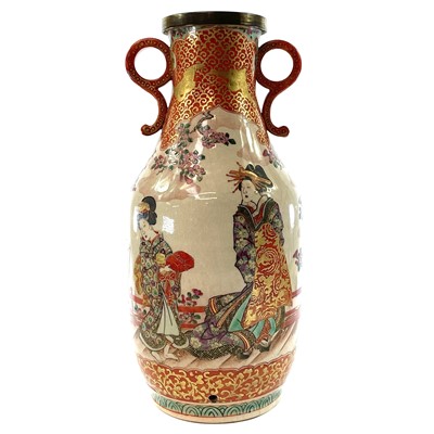Lot 169 - A Japanese porcelain vase, converted to a lamp...