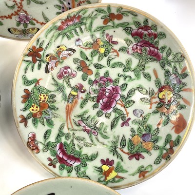 Lot 23 - Eight Chinese Canton celadon porcelain plates,...
