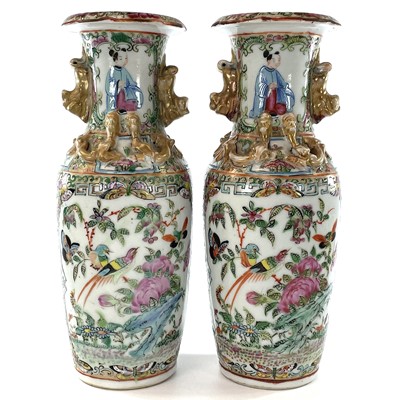 Lot 32 - A pair of Chinese Canton porcelain vases, 19th...