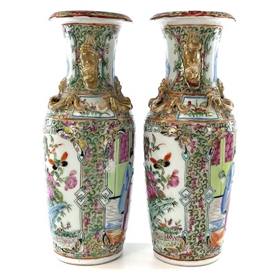 Lot 32 - A pair of Chinese Canton porcelain vases, 19th...