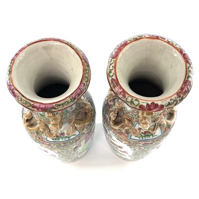 Lot 32 - A pair of Chinese Canton porcelain vases, 19th...