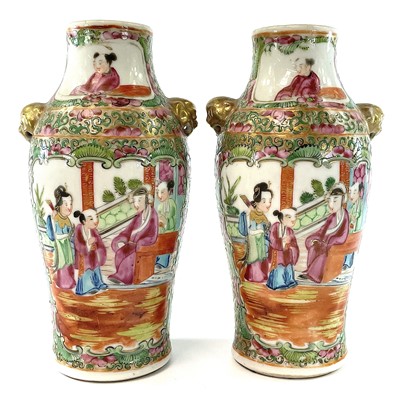 Lot 43 - A pair of Chinese Canton porcelain vases, 19th...