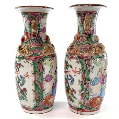 Lot 45 - A pair of Chinese Canton porcelain vases, 19th...