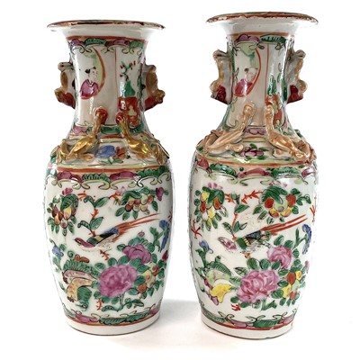 Lot 45 - A pair of Chinese Canton porcelain vases, 19th...