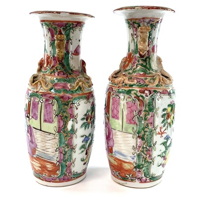 Lot 45 - A pair of Chinese Canton porcelain vases, 19th...
